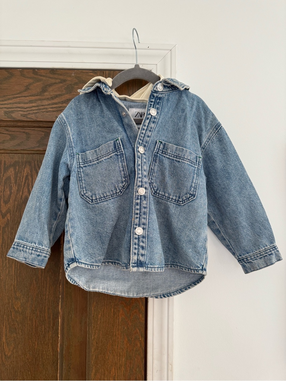 Zara Kids Light Blue Denim Button-Front Jacket